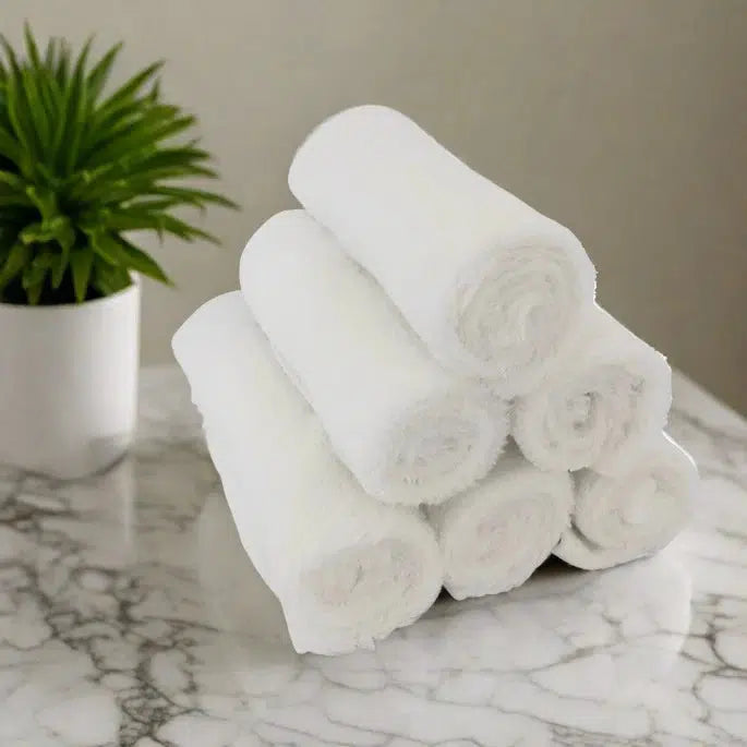 Organic bamboo baby washcloth in white, ultra-soft hypoallergenic cloth for delicate baby skin