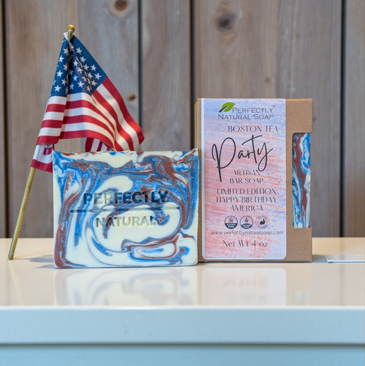 Boston Tea Party natural artisan bar soap 4 oz limited edition close-up, handmade soap with rich texture