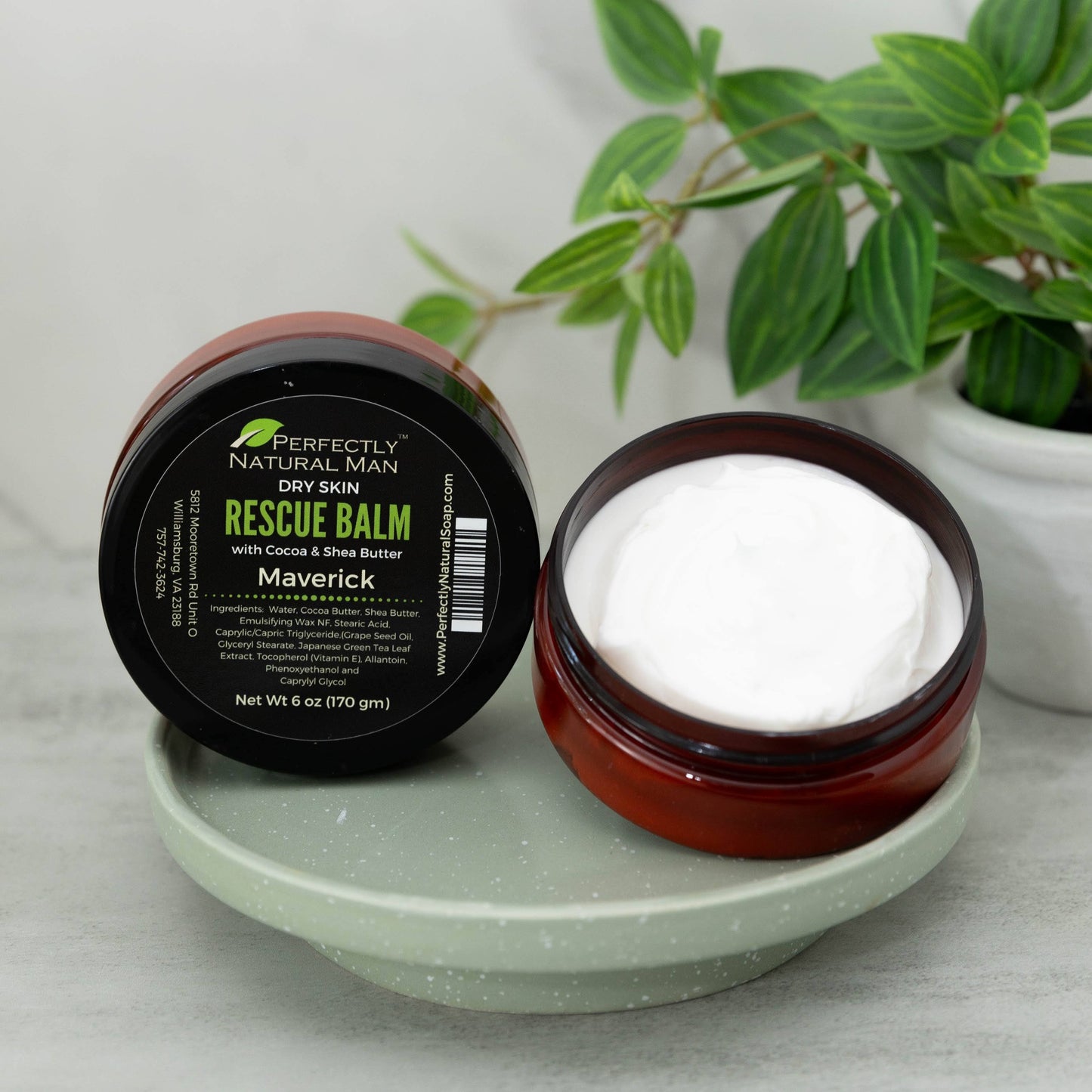 Dry Skin Rescue balm with cocoa and shea butters 6 oz Maverick scent, intensive skin nourishing body balm