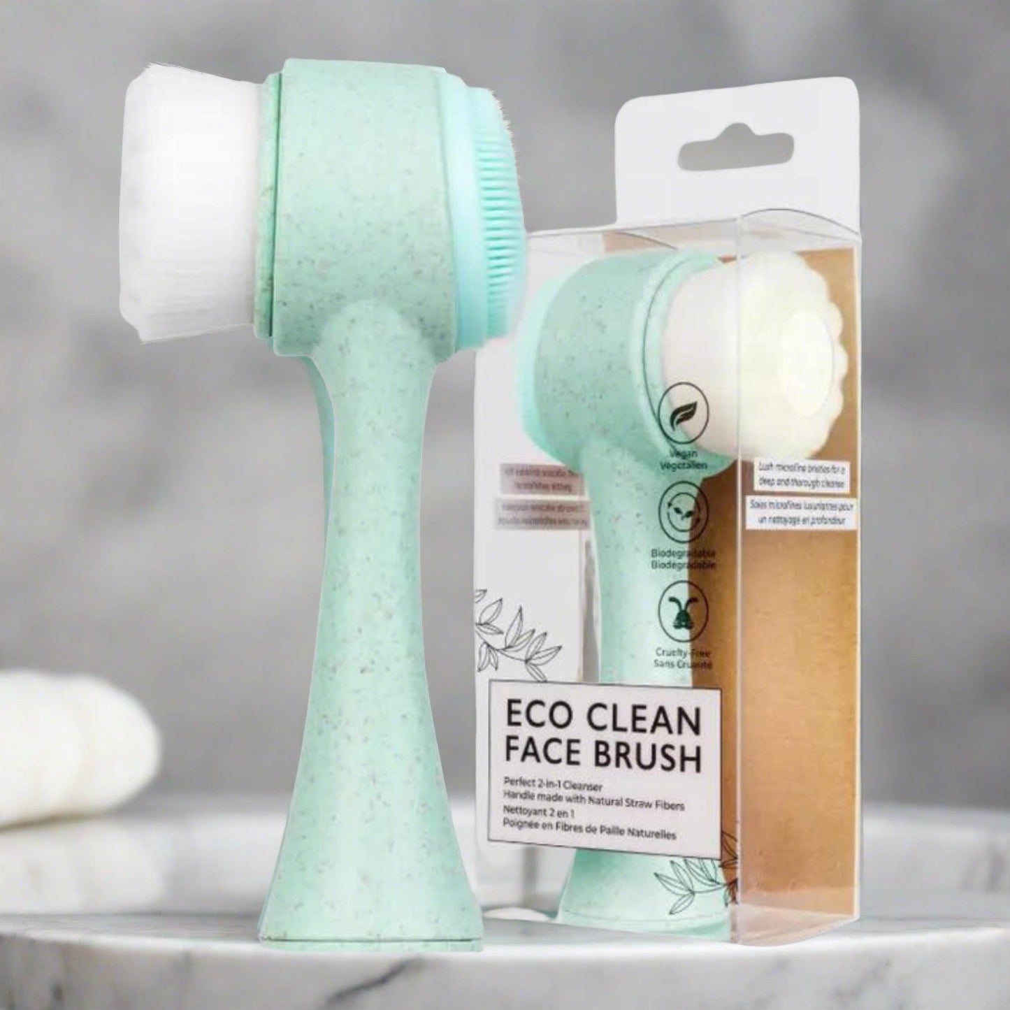 Eco clean face brush in mint, gentle face brush for daily cleansing and exfoliation