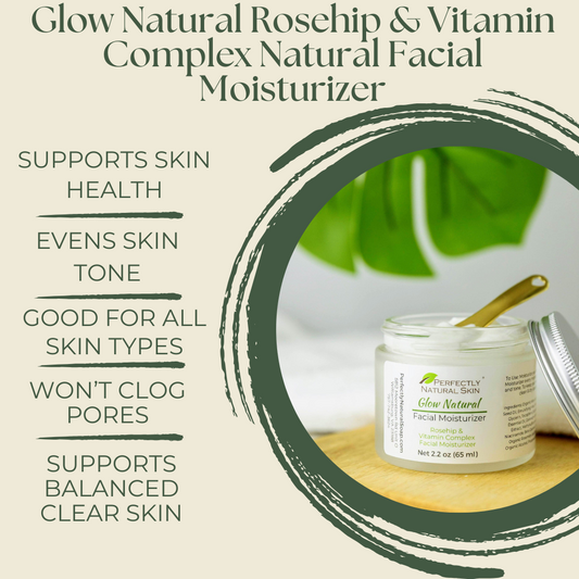 Glow natural facial moisturizer rosehip and vitamin complex jar, lightweight botanical face moisturizer