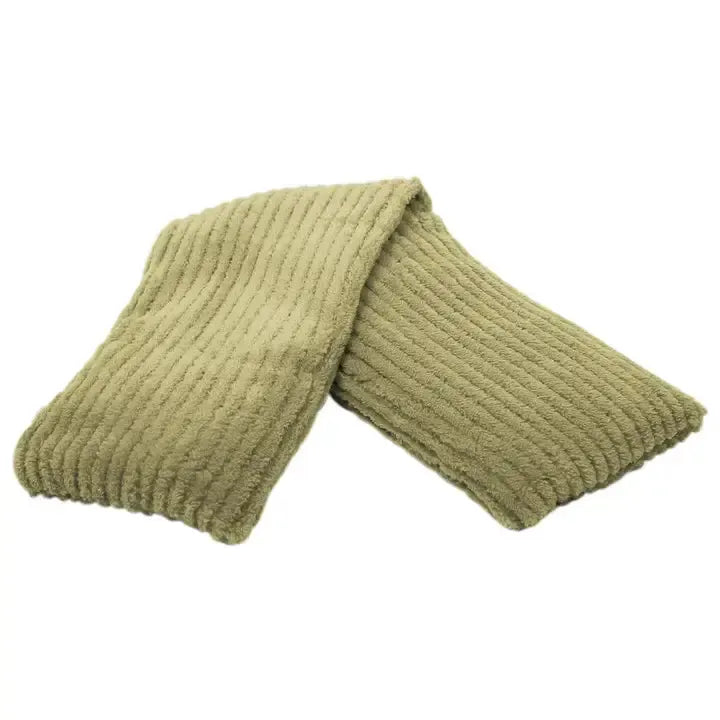 Hot-Pak soft corduroy microwavable neck wrap in spa green, herbal aromatherapy heat therapy neck wrap