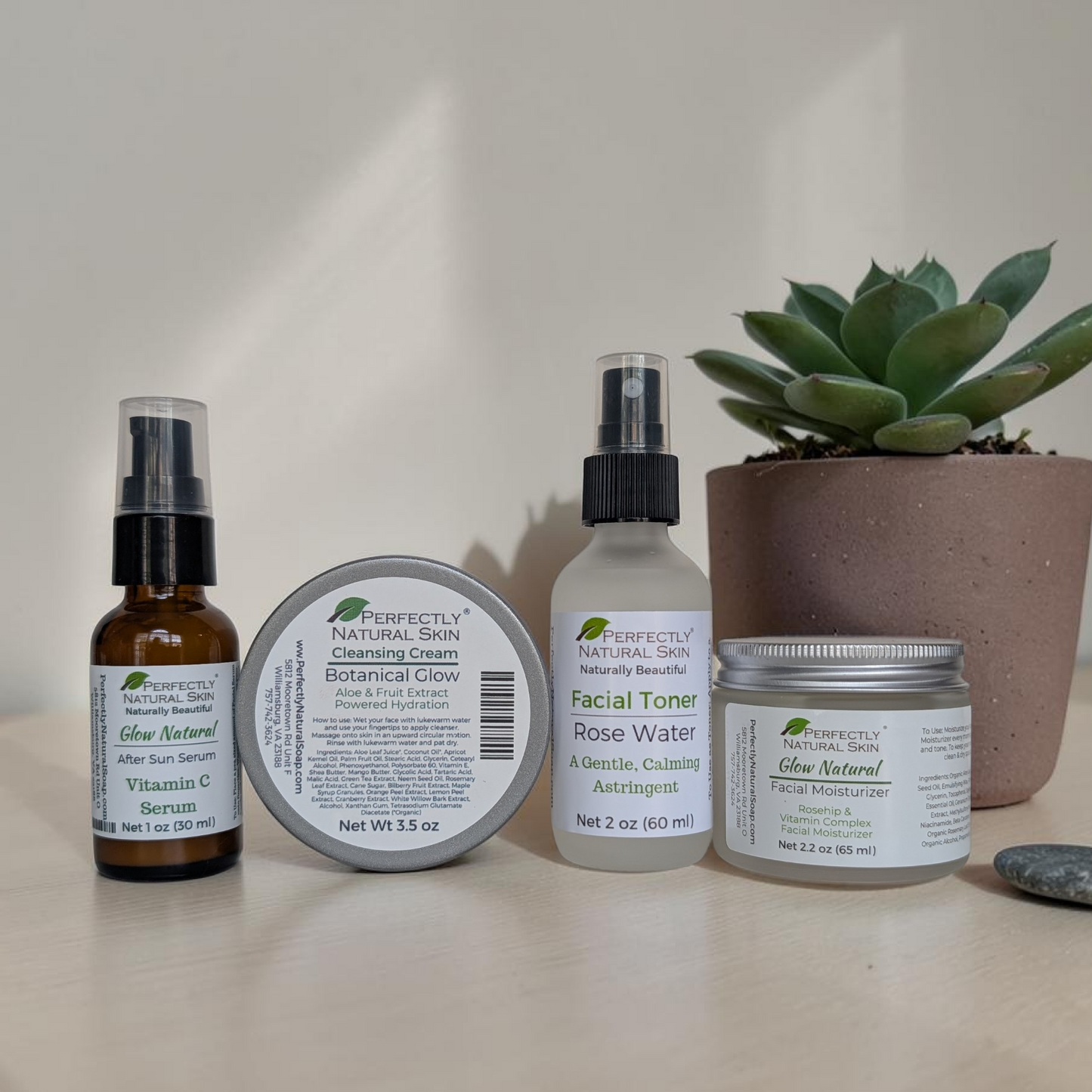 Facial care starter set for age-defying mature skin routine, natural anti-aging skincare bundle