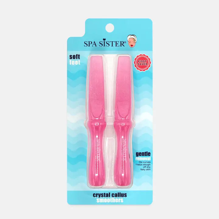 Crystal callus smoother duo by Spa Sister, pink crystal foot files for removing calluses and rough skin