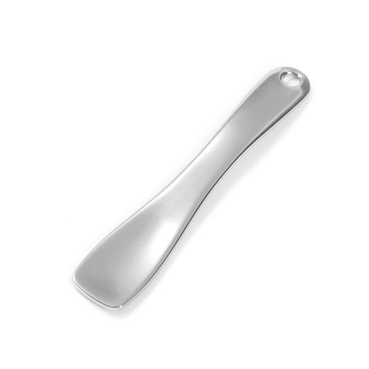 Metal cosmetic spatula silver finish, precision stainless tool for scooping and applying skin care products