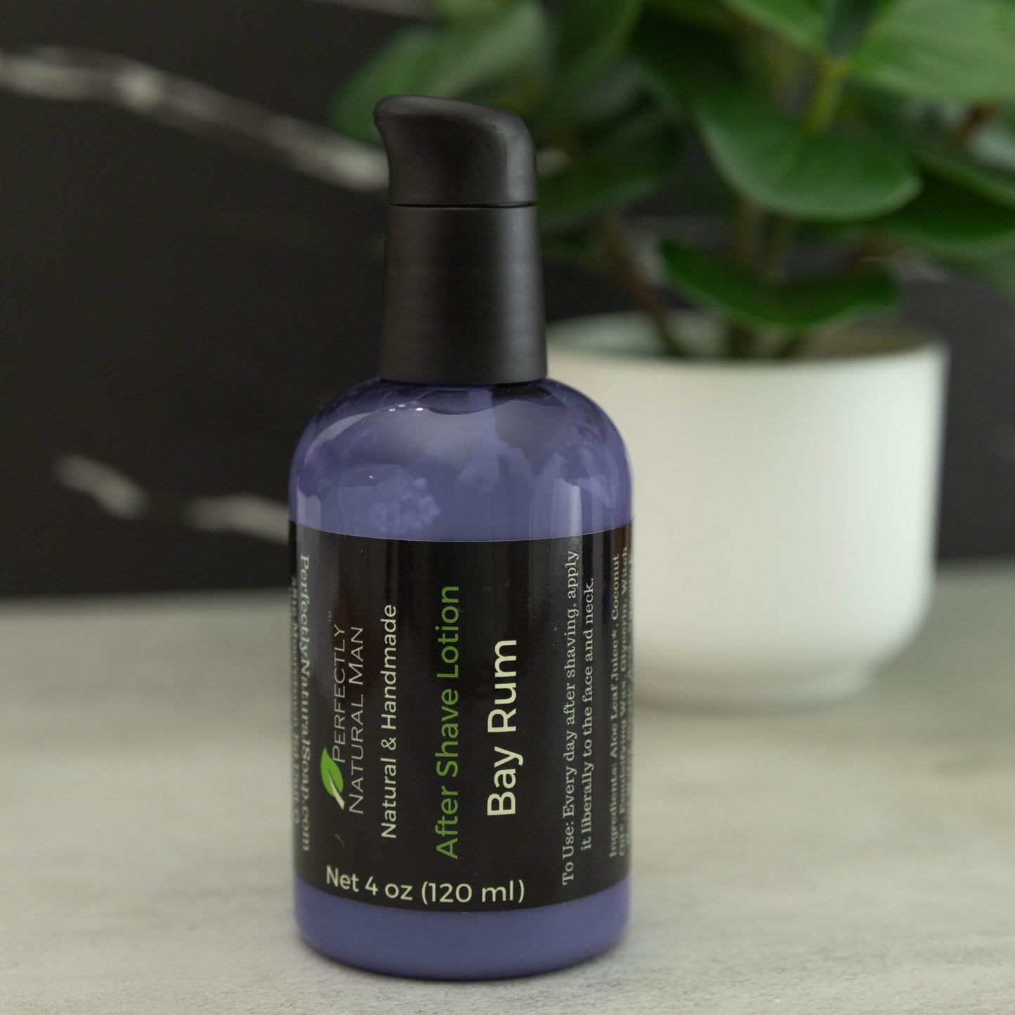 Men's natural after shave lotion Bay Rum scent 4 oz, soothes and moisturizes post-shave skin