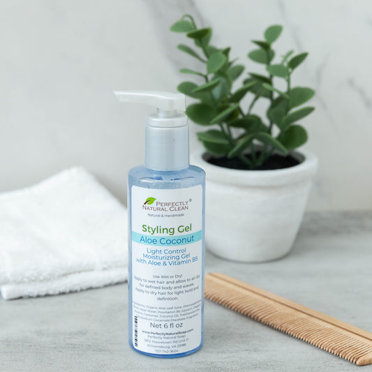 Aloe coconut natural styling gel 6 oz, lightweight hold with no crunch, stiffness or buildup