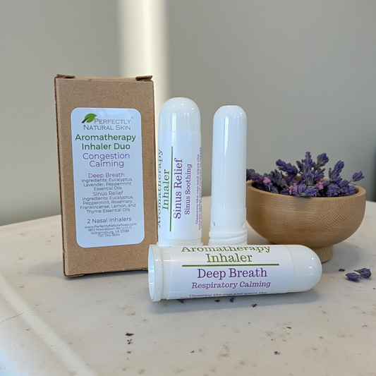 Aromatherapy nasal inhaler duo, Congestion Calming set with 2 portable essential oil inhalers