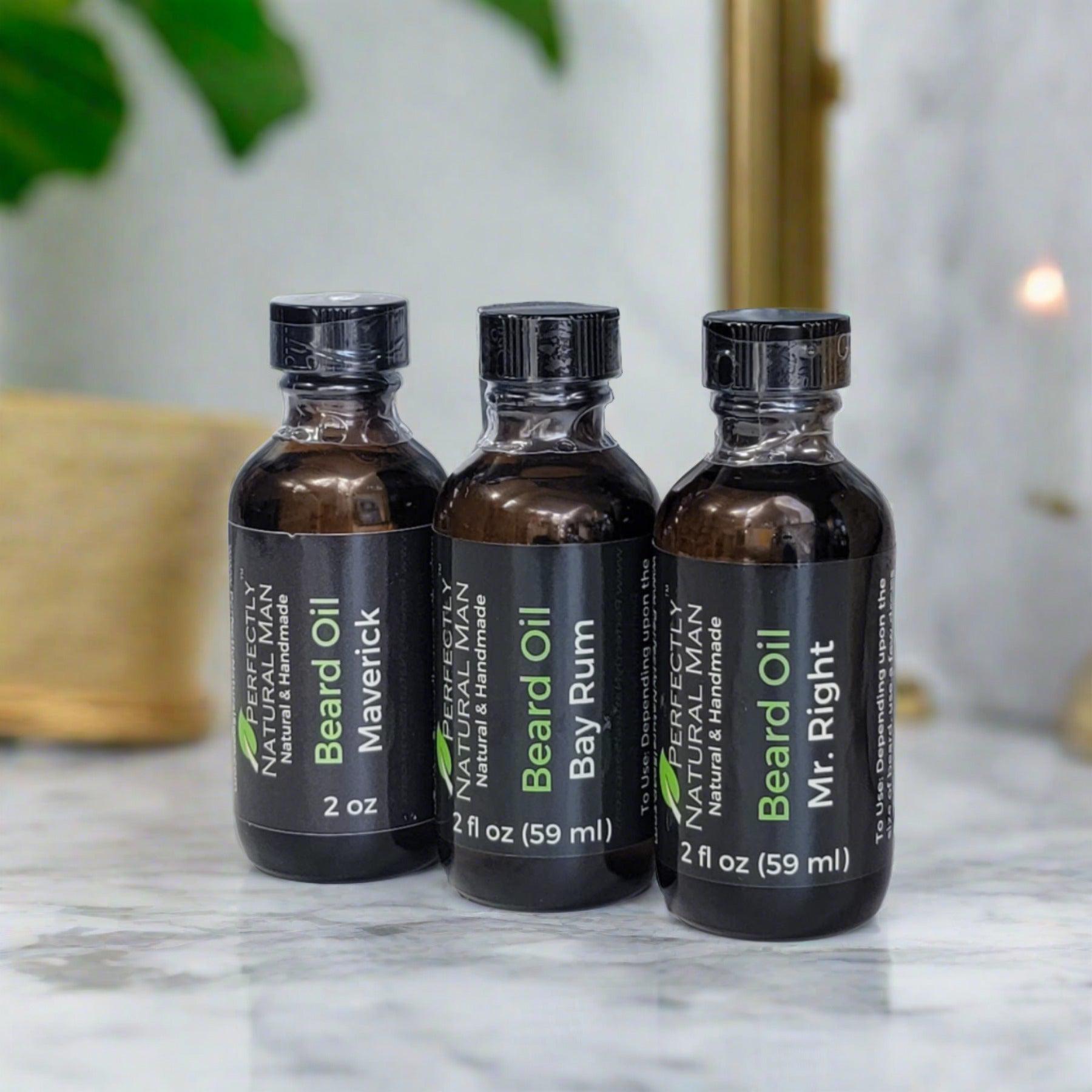 Natural beard oil 2 oz Bay Rum scent, lightweight conditioning oil to soften and tame beard hair