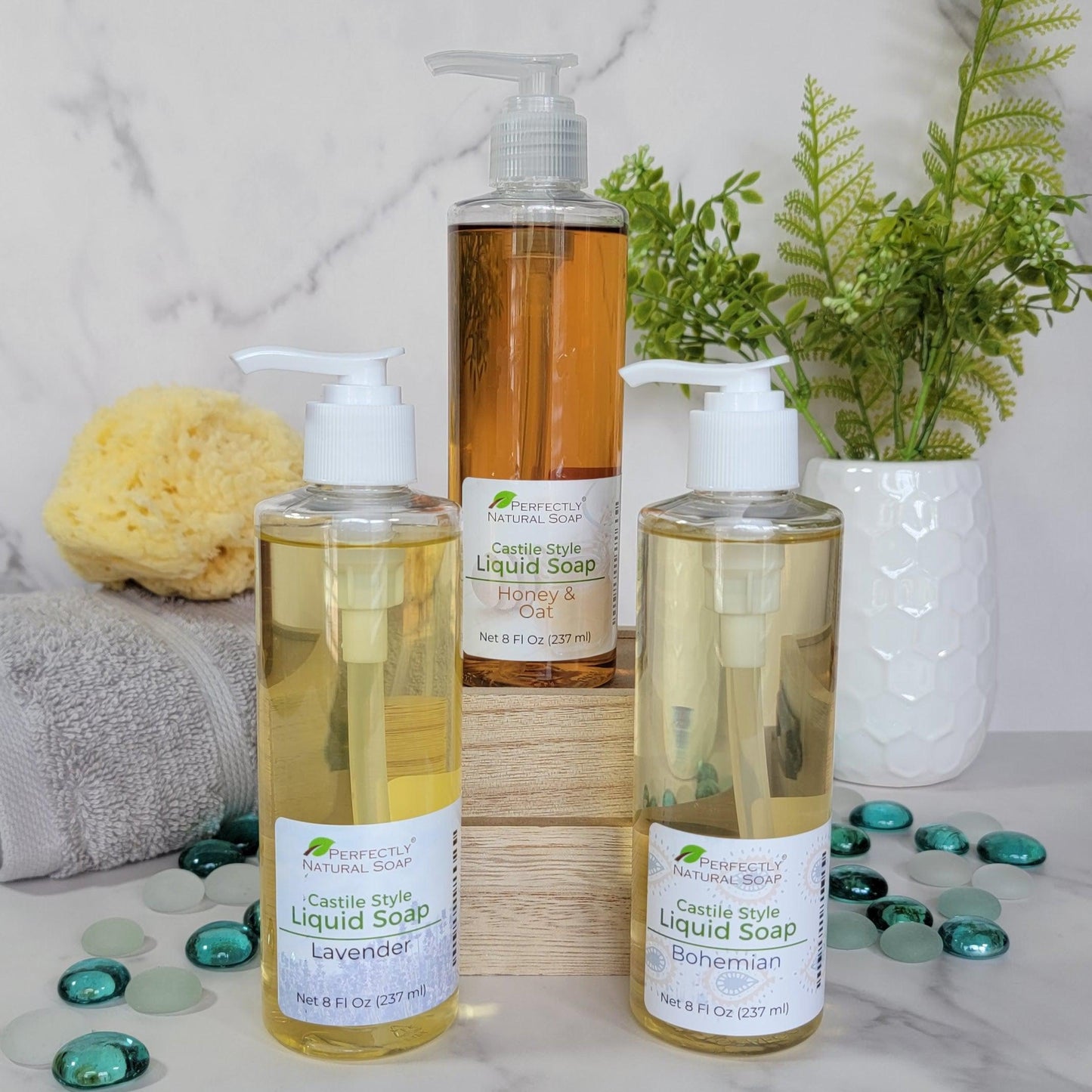 Castile style natural liquid soap Bohemian scent, versatile plant-based liquid soap in warm earthy scent