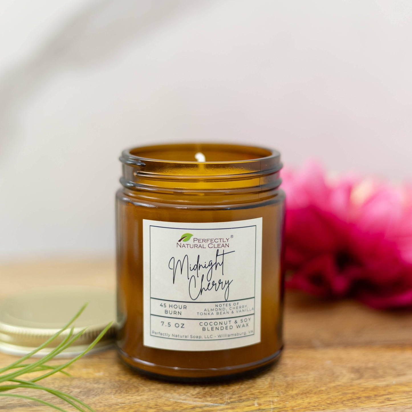 Classic coconut soy candle 7.5 oz Midnight Cherry scent, hand-poured natural coconut soy wax candle