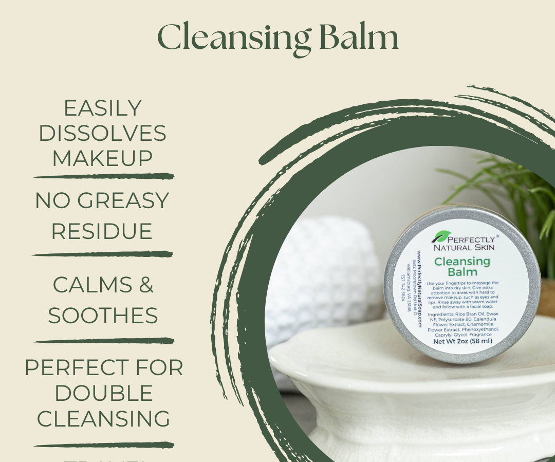 Cleansing balm texture and use, natural facial balm cleanser for gently removing makeup and dirt
