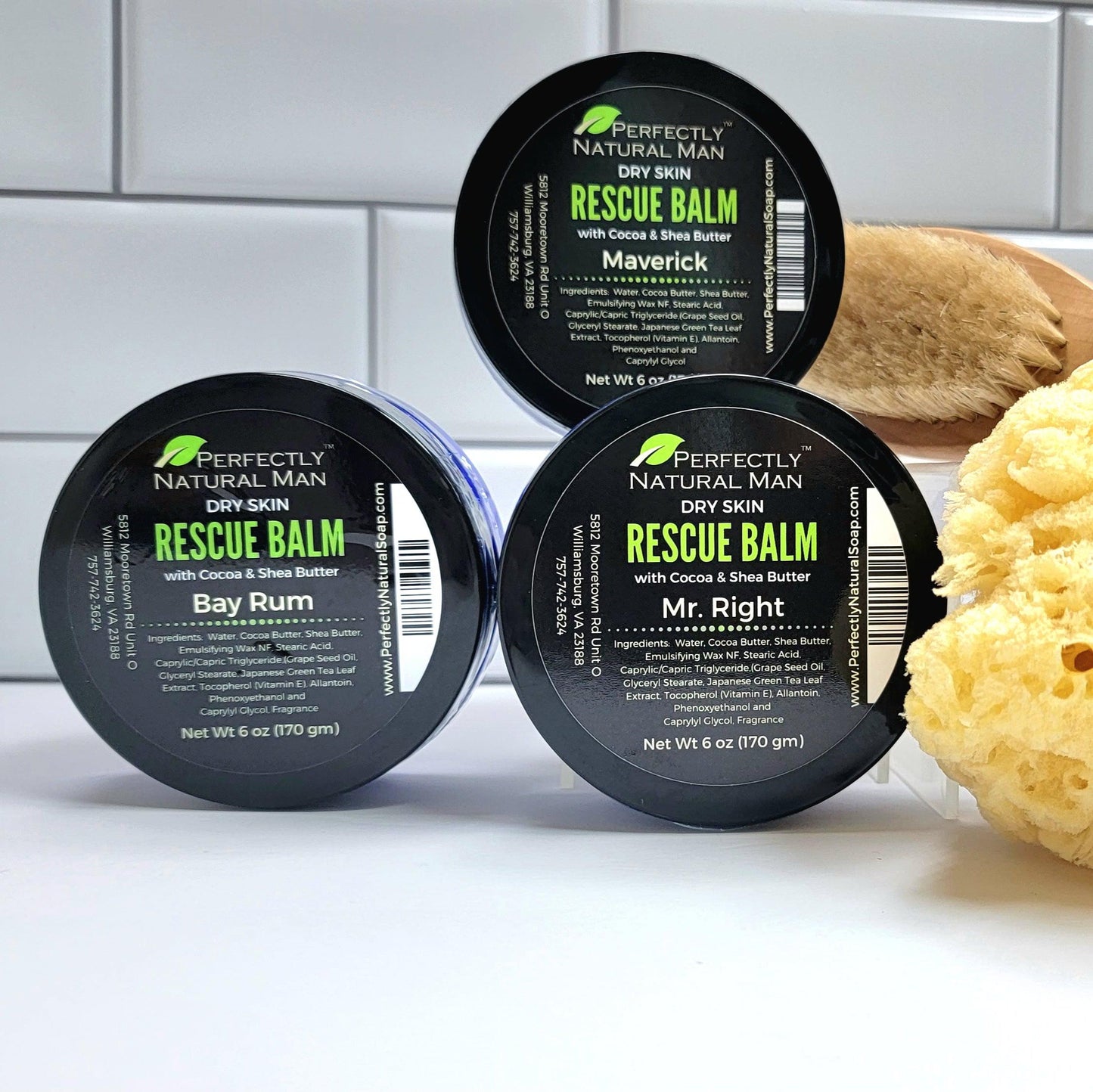 Dry Skin Rescue balm with cocoa and shea butters 6 oz Mr. Right scent, rich body butter balm for dry skin