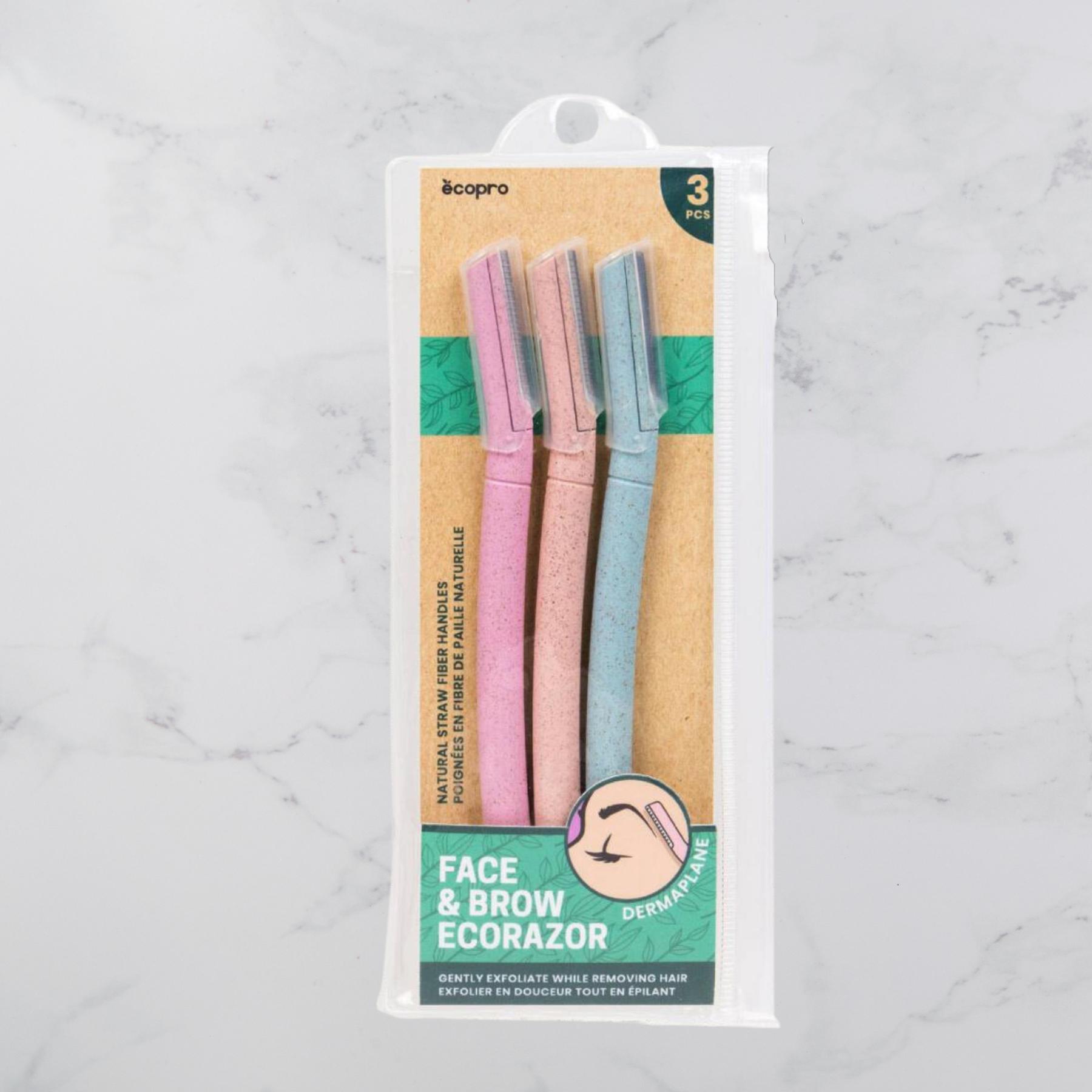Eco facial detail razor in use, precision tool for eyebrow shaping and facial hair grooming