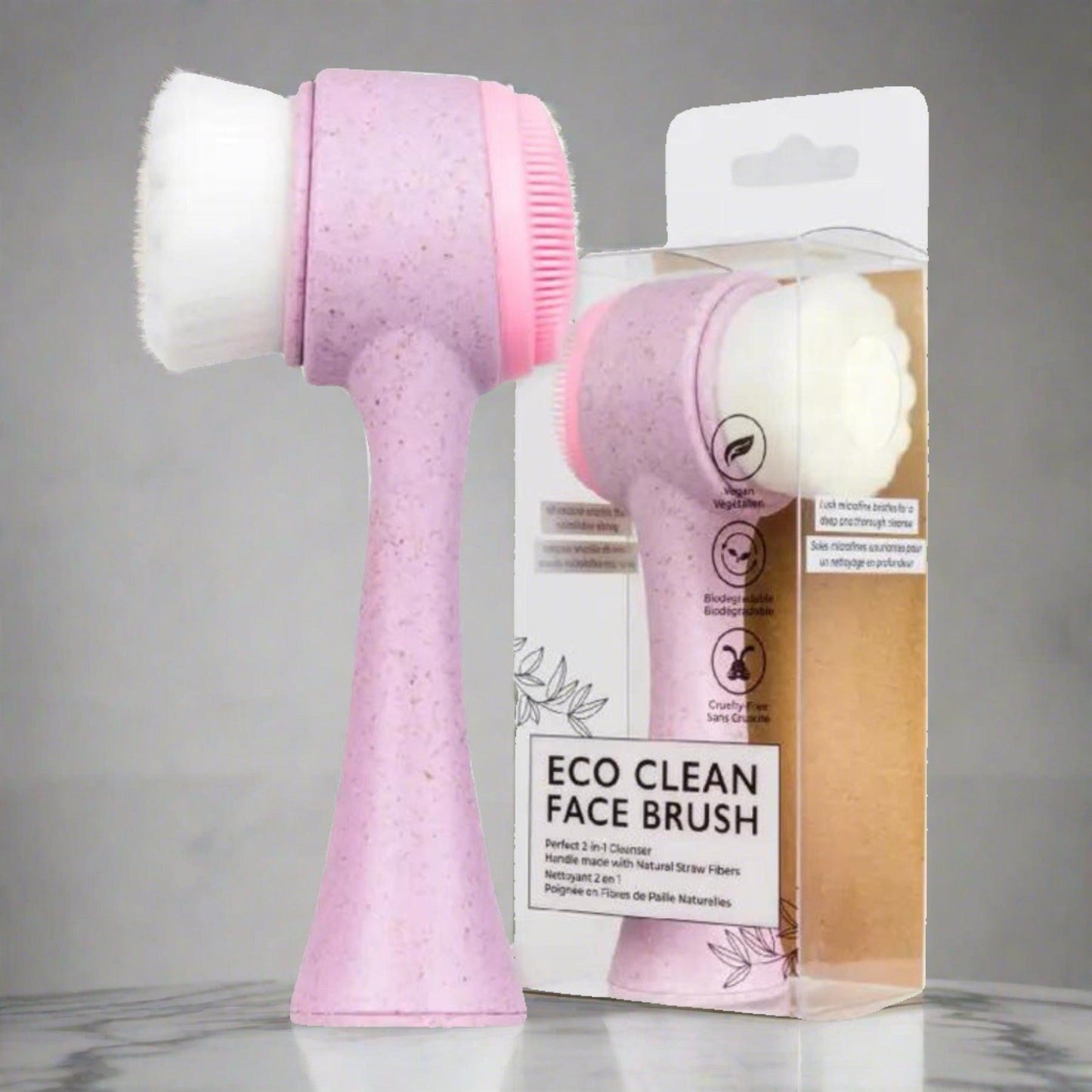 Eco clean face brush in lavender, gentle face cleansing and exfoliating brush for daily skincare