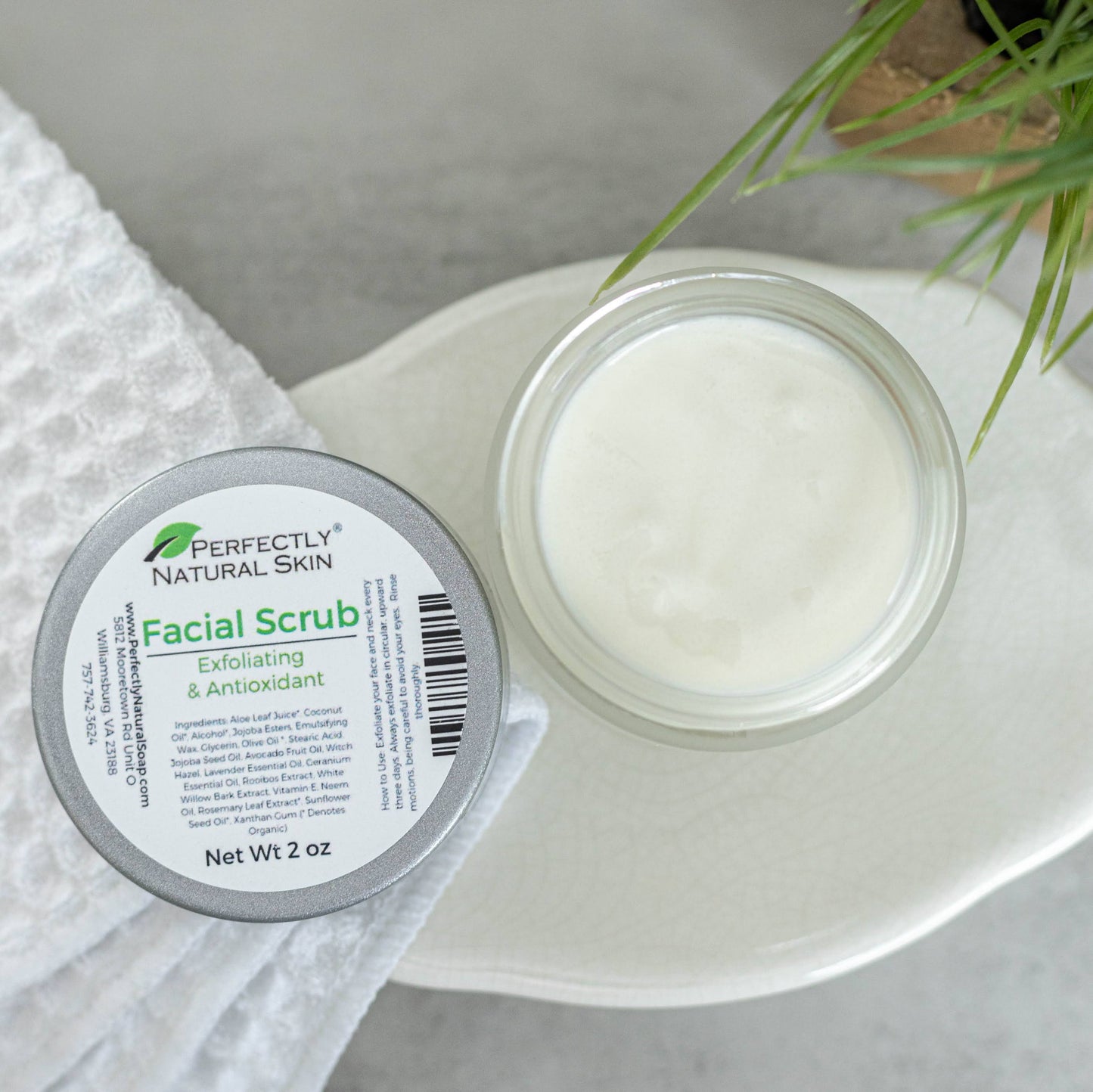 Exfoliating and antioxidant natural facial scrub 2 oz new formula, gentle scrub for bright clear skin