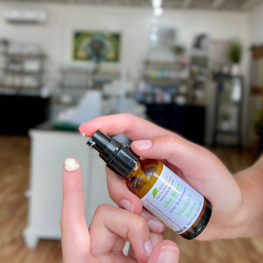 Glow natural after sun facial serum 1 oz bottle, botanical recovery serum for sun-stressed skin