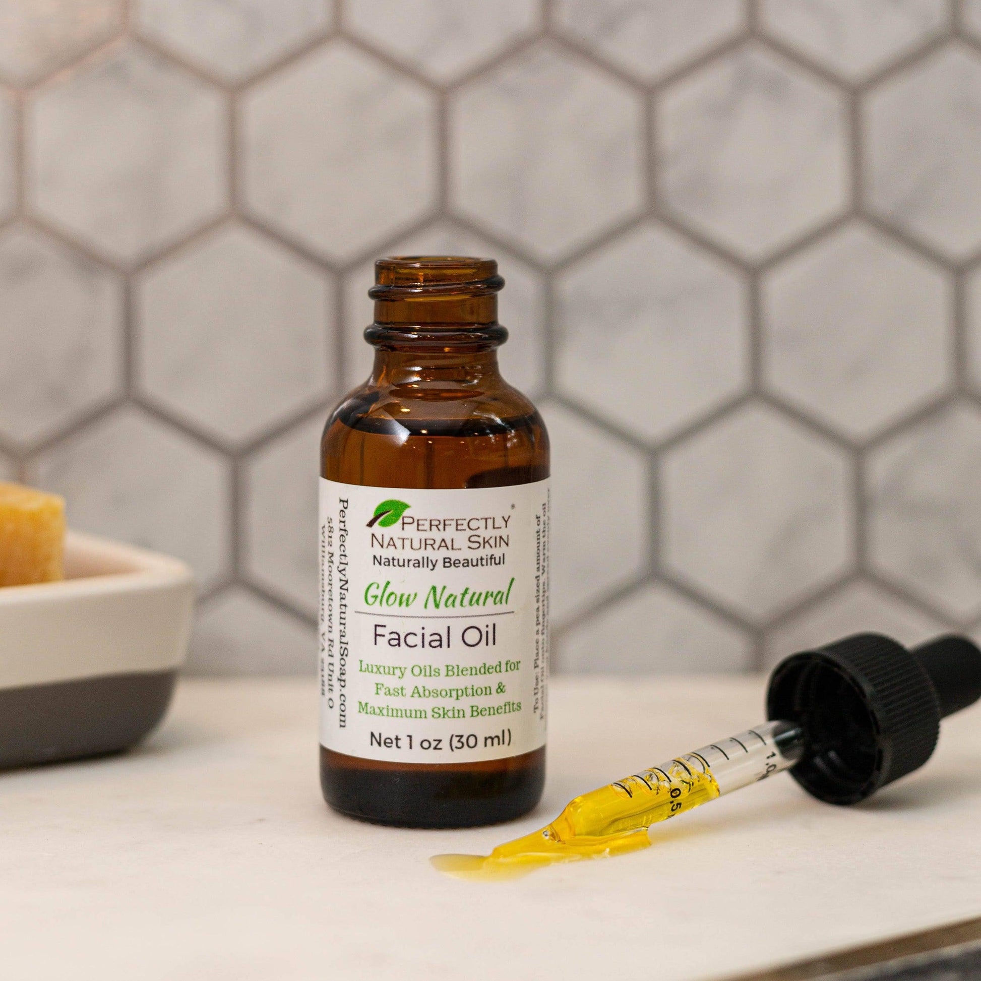 Glow natural facial oil 1 oz, botanical face oil blend for hydration and natural skin radiance
