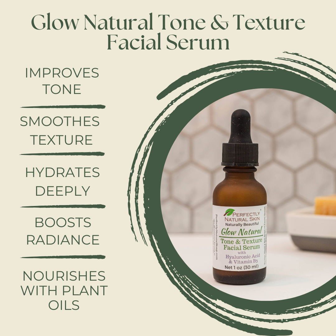 Glow natural tone and texture serum dropper bottle, natural vitamin serum for even glowing skin