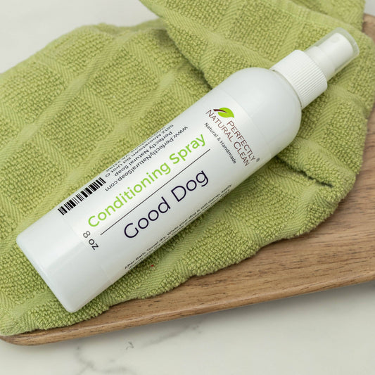 Good Dog natural leave-in fur conditioner and detangling spray for dogs, plant-based grooming spray