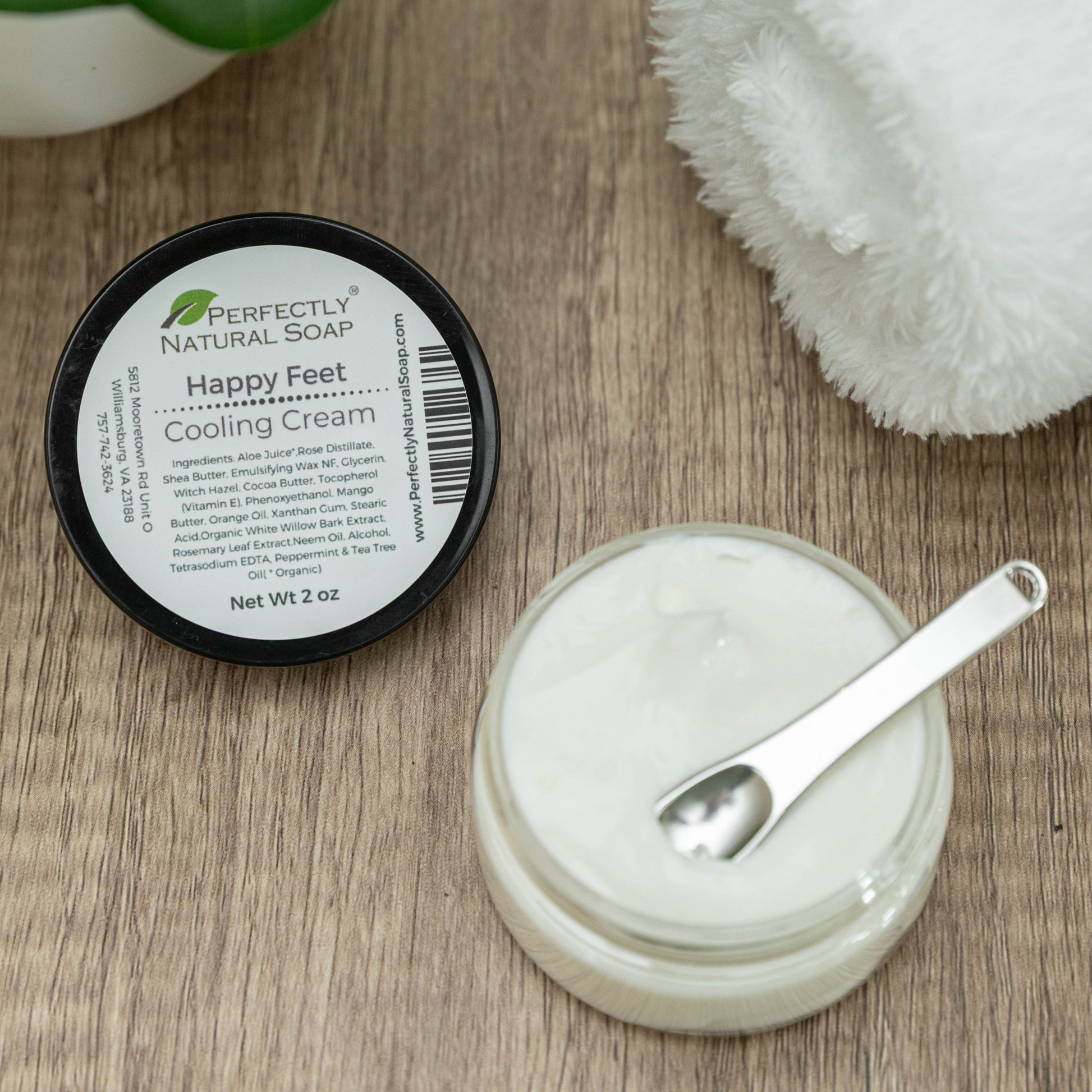 Happy Feet cooling foot cream 2 oz, peppermint and eucalyptus-infused cream for tired sore feet
