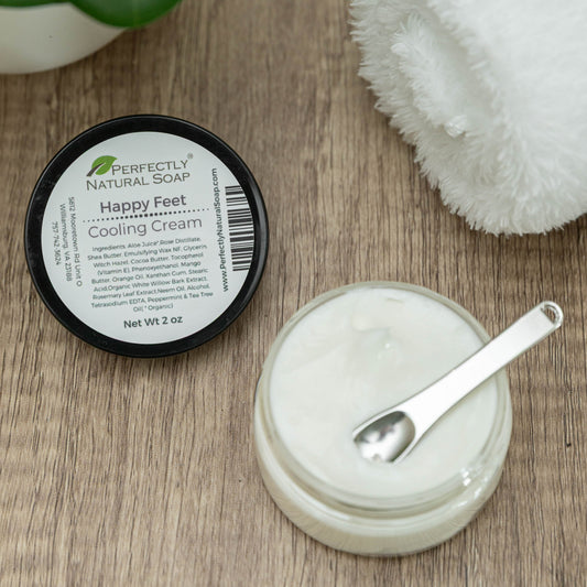 Happy Feet cooling foot cream 2 oz, peppermint and eucalyptus-infused cream for tired sore feet