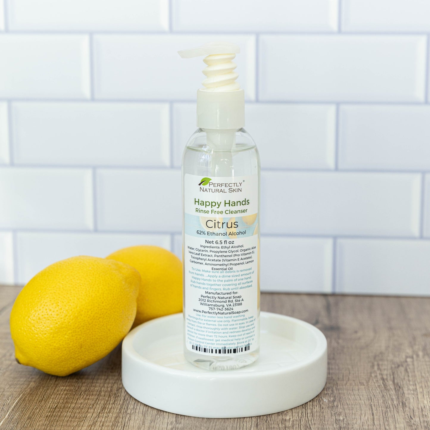 Happy Hands rinse-free hand cleanser 6 oz Citrus scent, gentle plant-based no-rinse hand sanitizer