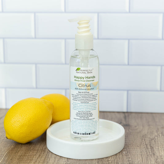 Happy Hands rinse-free hand cleanser 6 oz Citrus scent, gentle plant-based no-rinse hand sanitizer