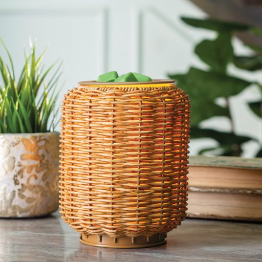 Illumination wax warmer Wicker style, natural wicker-textured plug-in electric wax melt warmer
