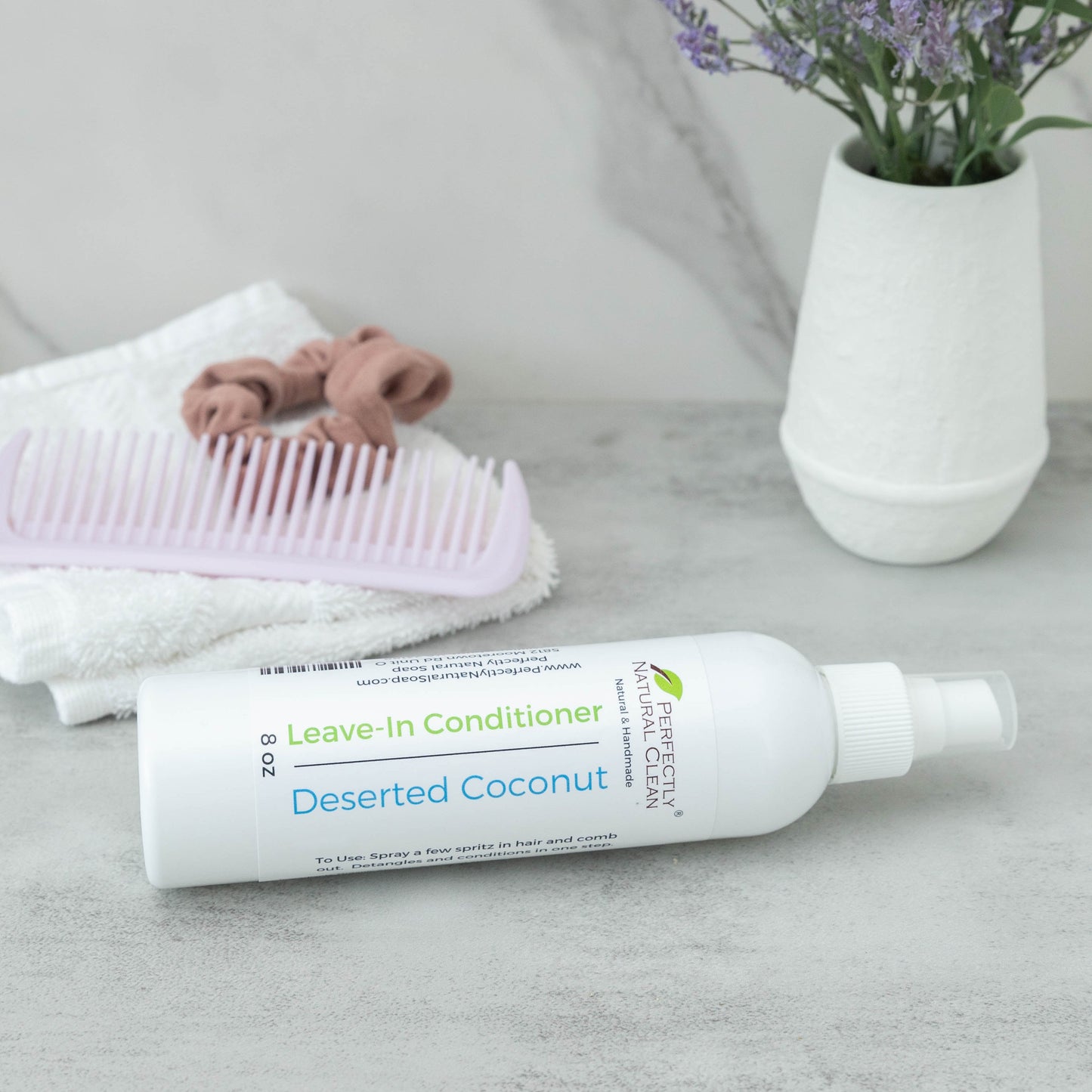 Leave-in conditioning and detangling spray Deserted Coconut scent 8 oz, lightweight leave-in for soft tangle-free hair