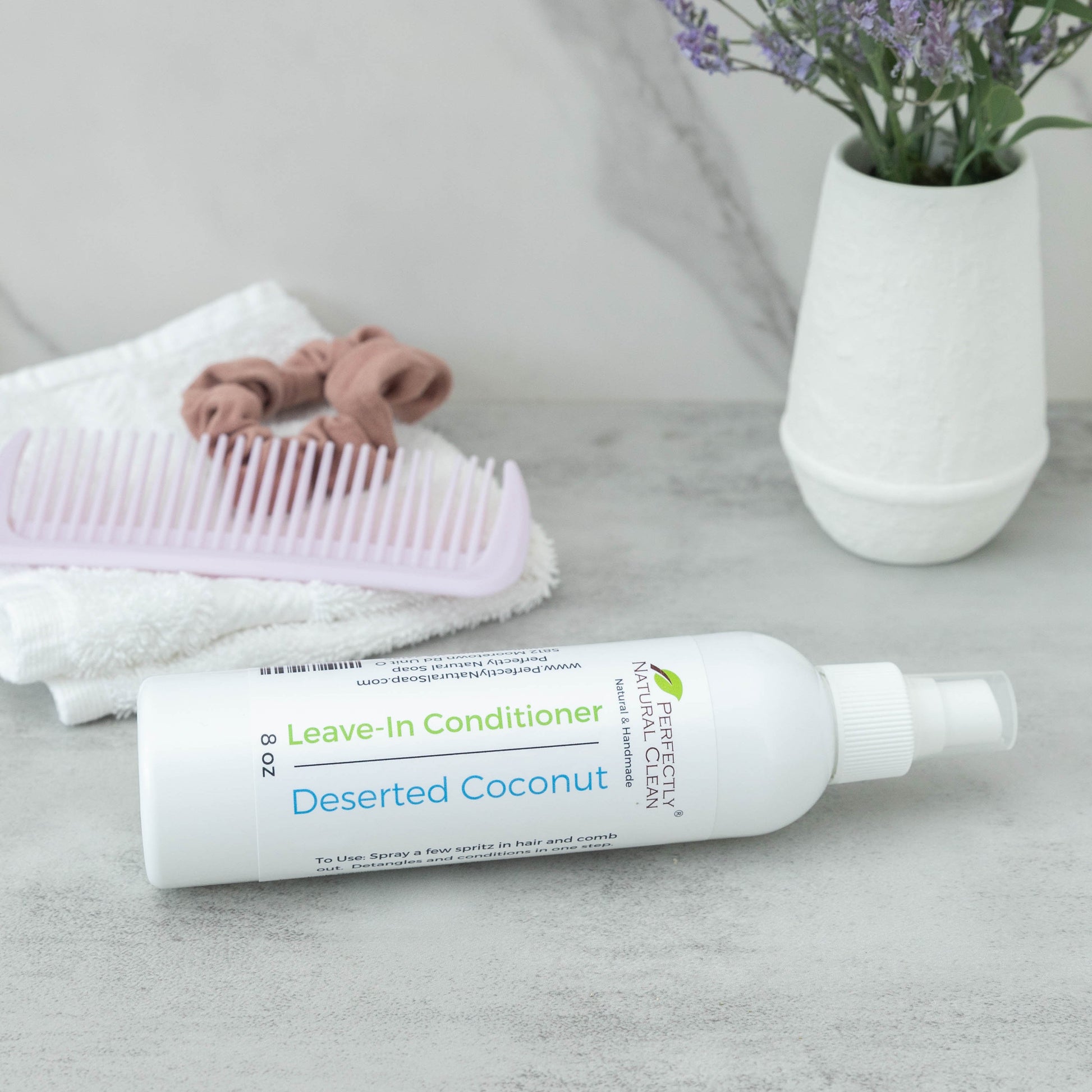 Leave-in conditioning and detangling spray Deserted Coconut scent 8 oz, lightweight leave-in for soft tangle-free hair