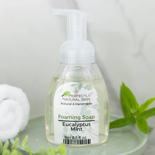 Organic coconut and olive oil liquid foaming soap 8.5 oz Eucalyptus Mint scent, refreshing natural foaming soap