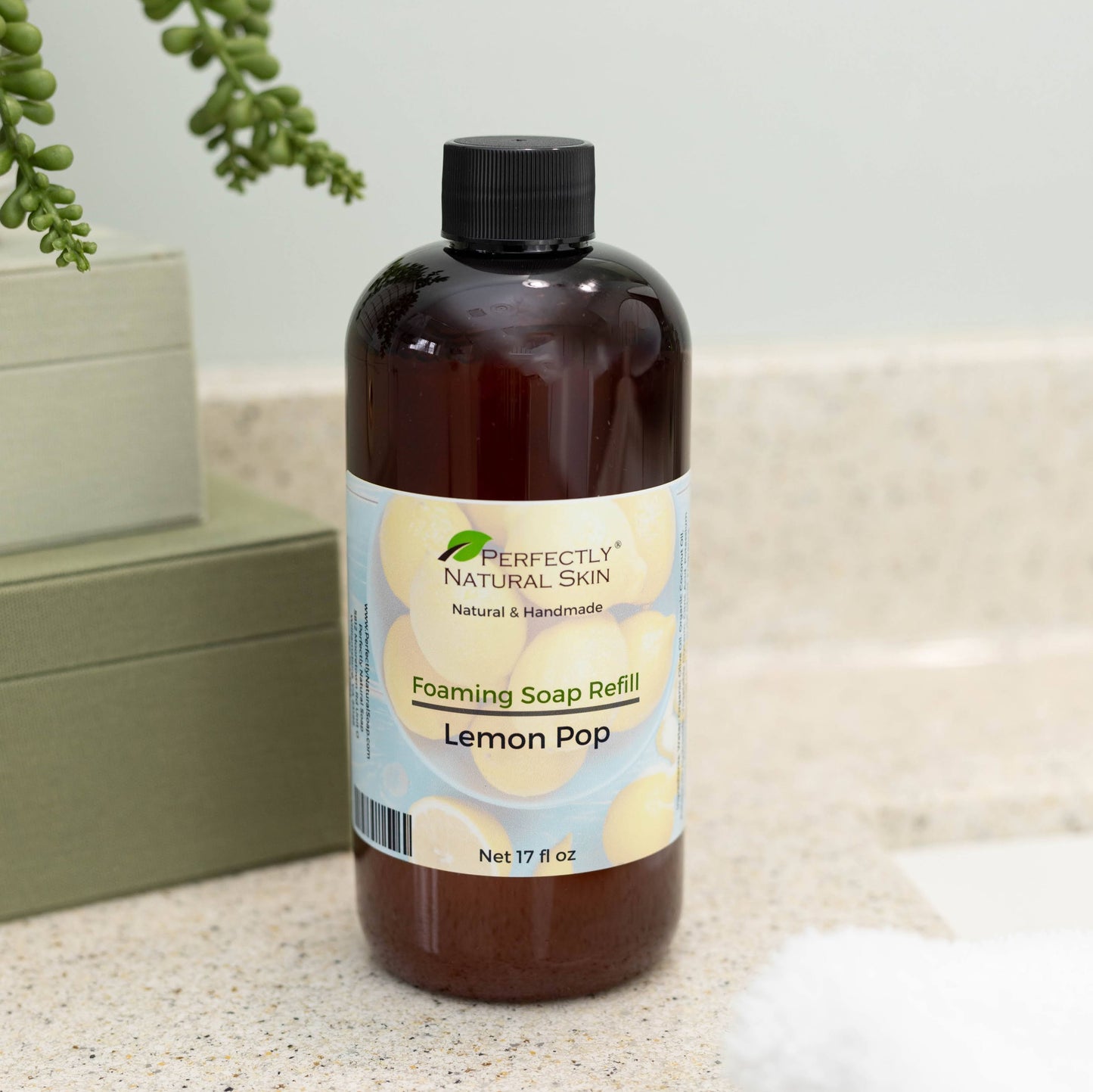 Natural liquid foaming soap refill 17 oz Lemon Pop scent, eco-friendly large refill for foaming soap dispenser