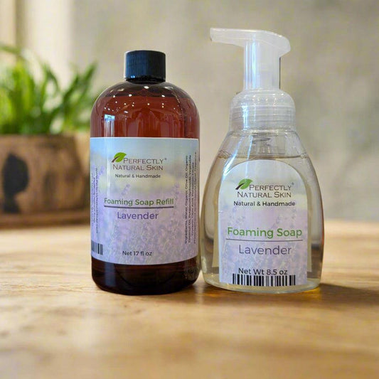 Liquid foaming soap plus refill bundle Beach Bum scent, natural foaming hand soap starter set with large refill