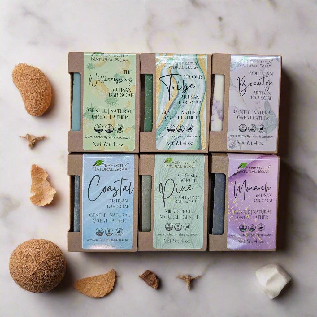Local Flavors 6-pack bar soap gift set, collection of 6 regionally-inspired natural handmade soap bars