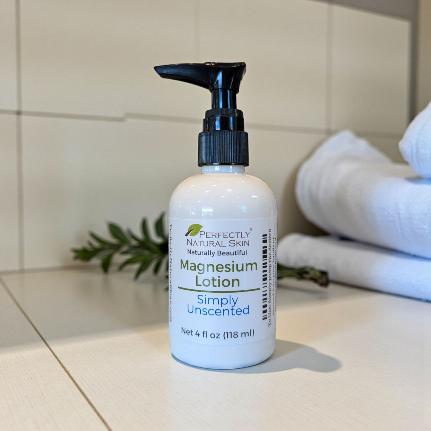 Magnesium lotion 4 oz Simply Natural Unscented, fragrance-free sleep and relaxation magnesium formula