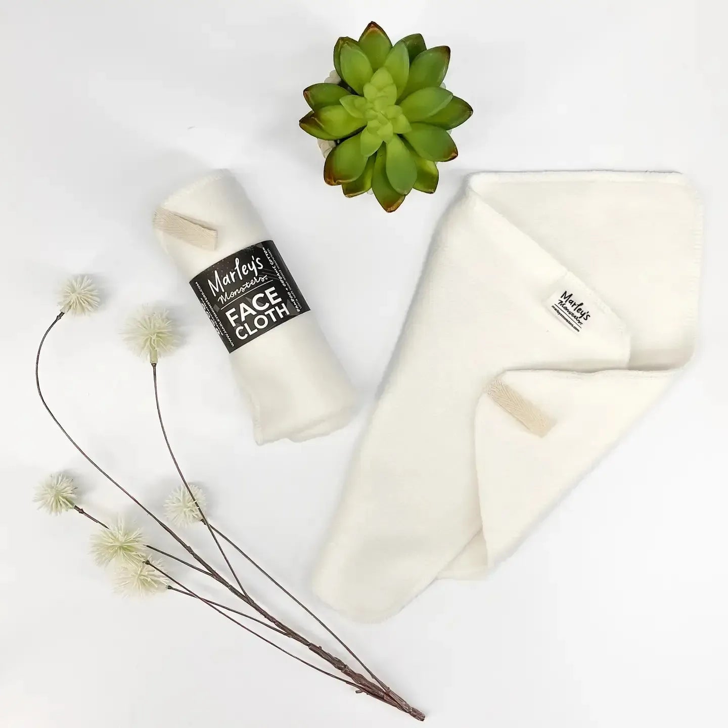 Marley's Monsters luxury bamboo face cloth, reusable ultra-soft bamboo cloth for gentle facial cleansing