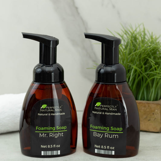Men's natural liquid foaming soap 8.5 oz Bay Rum scent, natural foaming hand and body soap for men