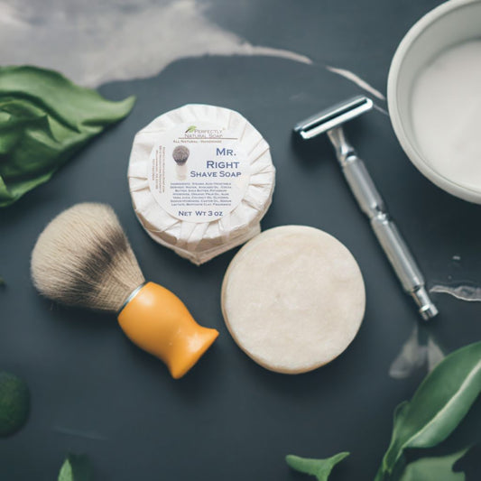 Mr. Right natural artisan shave soap puck, oakmoss and bergamot scented shave puck for smooth wet shave