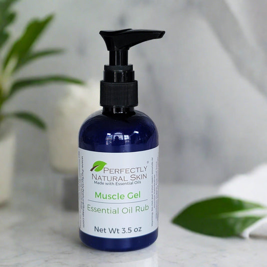 Muscle gel essential oil rub 3.5 oz, cooling and soothing topical gel for sore tired muscles and aching joints