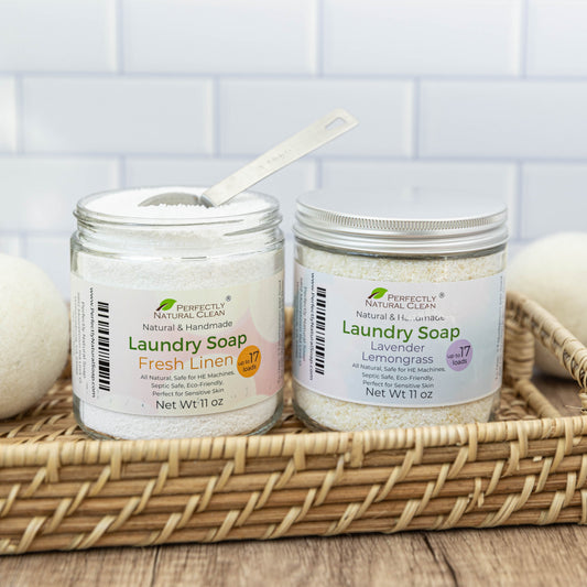 Natural laundry soap powder Fresh Linen scent 11 oz jar, plant-based powder laundry detergent