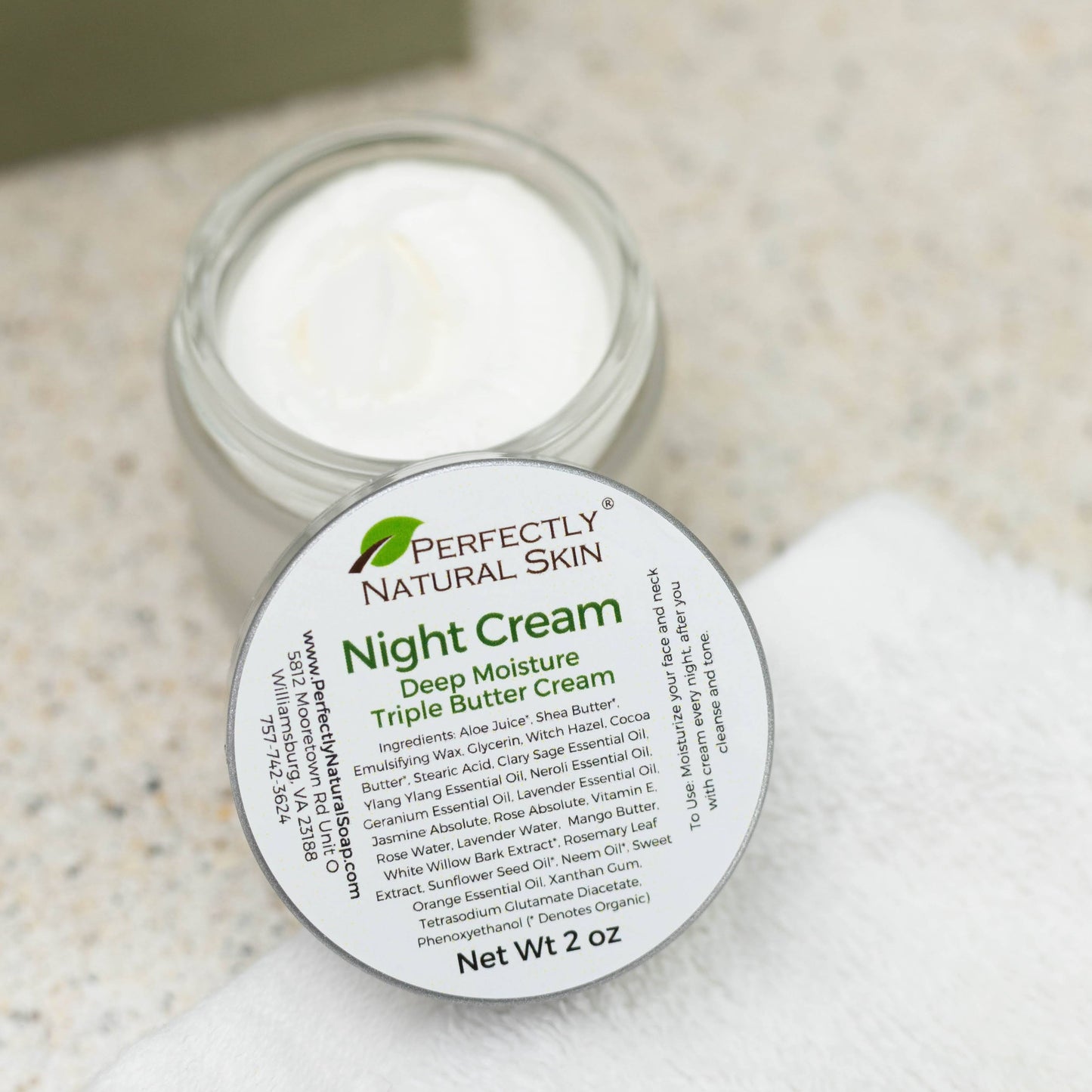 Night cream deep moisture triple butter cream 2 oz, rich overnight face cream with shea, cocoa and mango butters