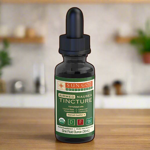 Organic Airmed nausea tincture 1 oz, herbal liquid extract for occasional stomach upset support
