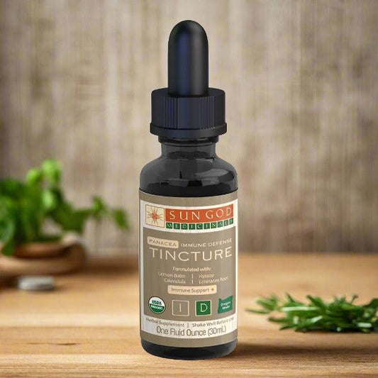 Organic Panacea immune defense tincture 1 oz on sale, herbal liquid extract for immune system support
