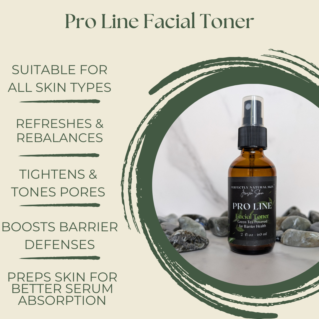 Pro-Line botanical facial toner 2 oz close-up, green tea and aloe toner for balanced refreshed skin