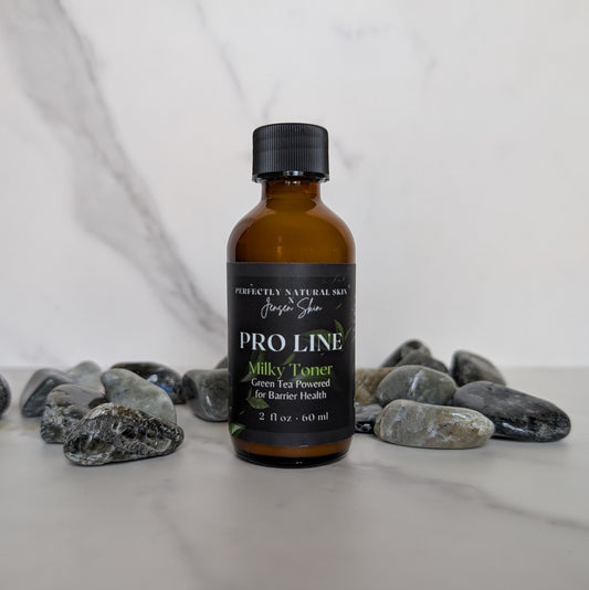 Pro-Line milky hydrating facial toner 2 oz with rose water and coconut oil, gentle hydrating daily toner