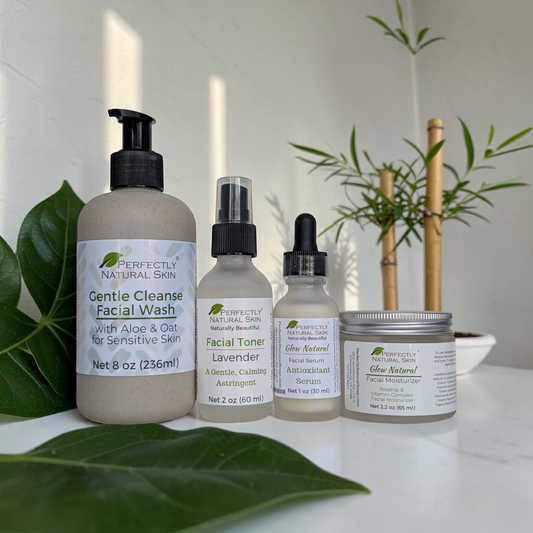Facial care starter set for dry and sensitive skin relief, gentle natural hydrating skincare bundle
