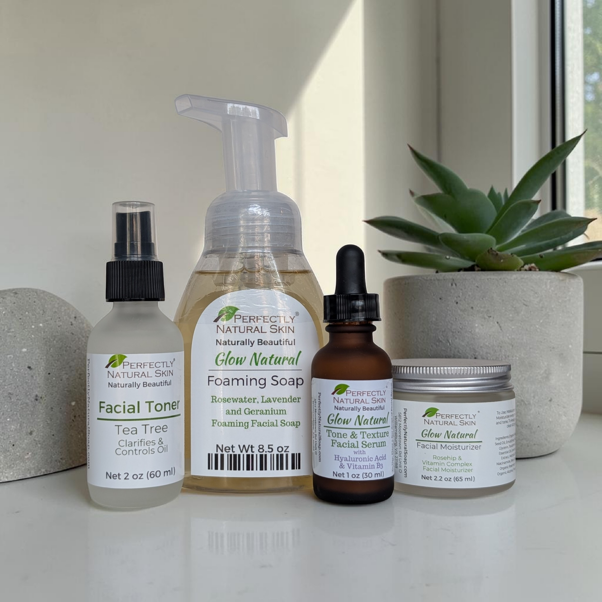 Facial care starter set for oil control and clarity, natural balancing skincare starter bundle