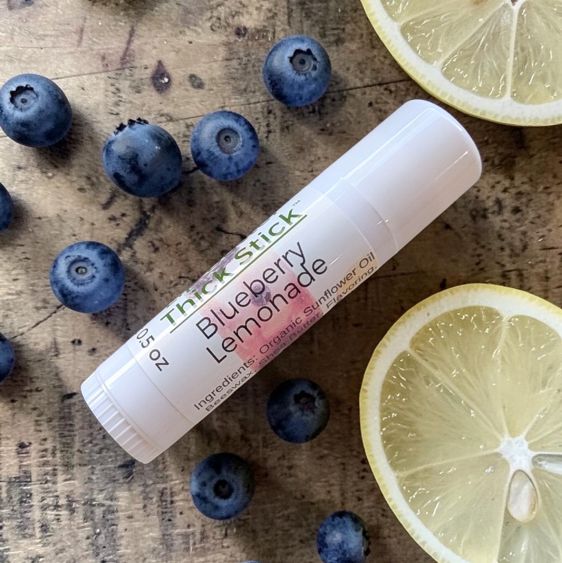 Thick Stick natural lip butter seasonal showing assorted flavors, rich natural oversized lip balm sticks