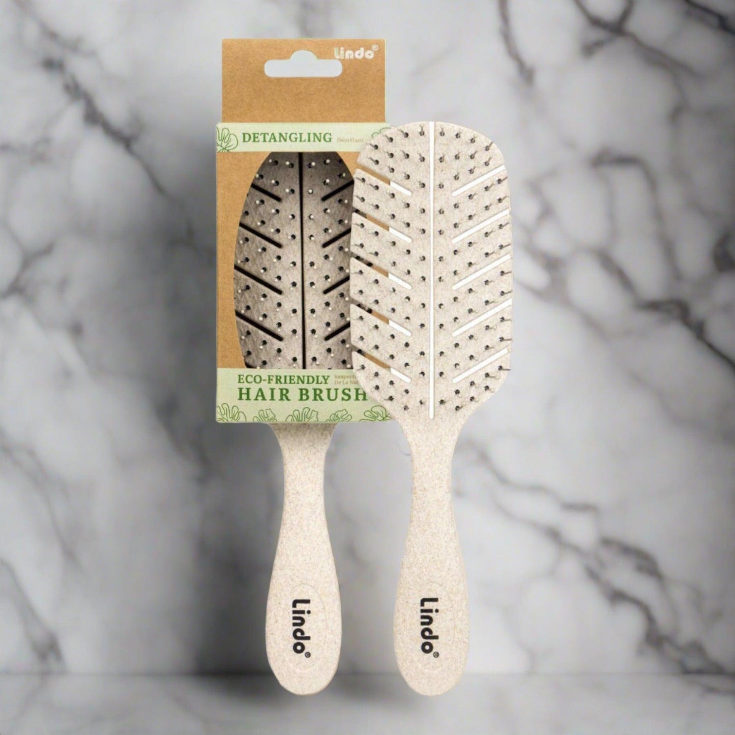Eco plant fiber detangling hair brush in beige, eco-friendly sustainable brush for all hair types